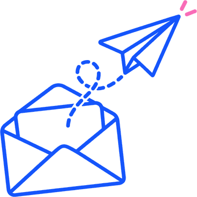 A paper plane illustration representing the email newsletter