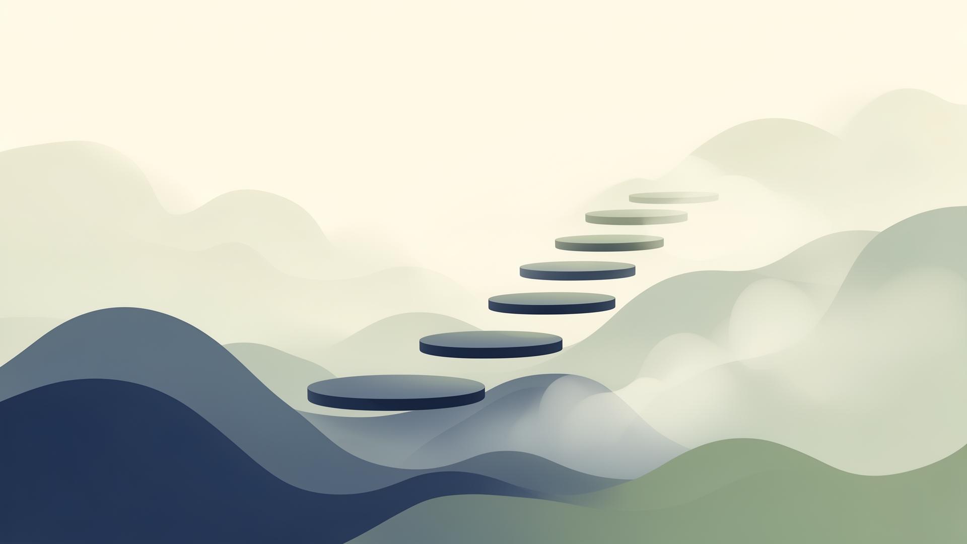 Abstract illustration of soft glowing shapes representing gradual mental health progress